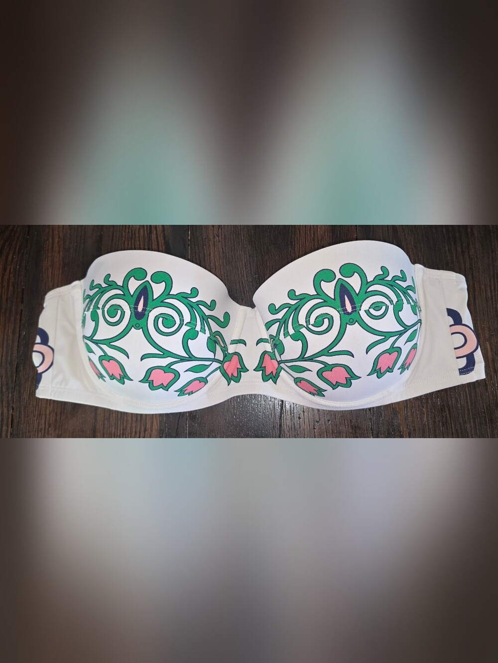 Tory Burch Women's L White Strapless Garden Party Bikini Top